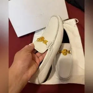 Versace | Shoes | Versace White Deer Skin Signature Loafers  display picture 1